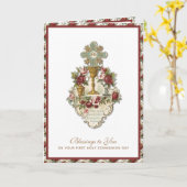Elegante Jesus First Heilige Kommunion Vintage Kar Karte (Gelbe Blume)