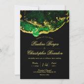 Elegante Jewel-Tone Green Black Gold Wedding Einladung (Vorderseite)