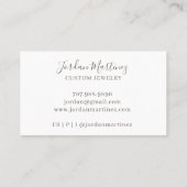 Elegante Jewelry Designer Monogram Business Card Visitenkarte (Rückseite)