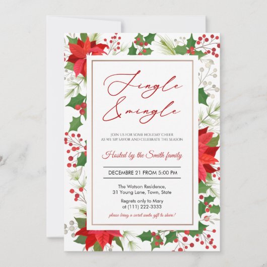 Elegante Jingle und Mingle Holiday Party Einladung (Vorderseite)