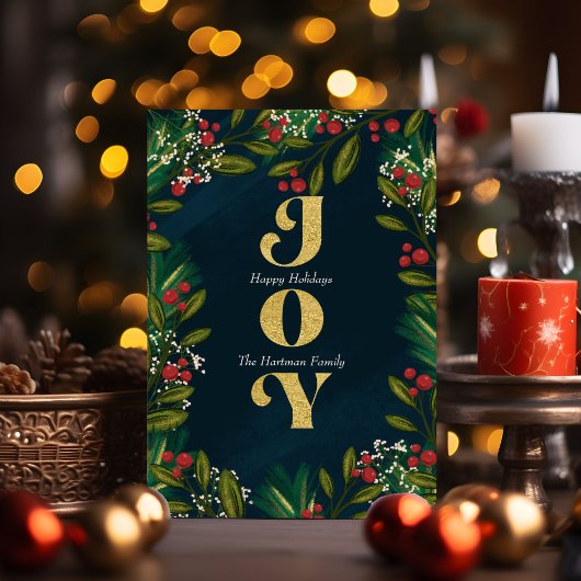 Elegante Joy Berry Weihnachtsfotokarte Einladung