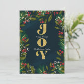 Elegante Joy Berry Weihnachtsfotokarte Einladung (Stehend Vorderseite)