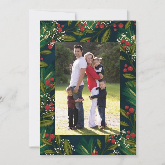 Elegante Joy Berry Weihnachtsfotokarte Einladung (Rückseite)