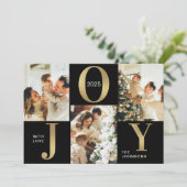 Elegante Joy Black Gold Foto Collage Weihnachten (Stehend Vorderseite)