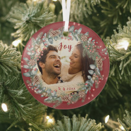 Elegante Joy Christmas Wreath Foto Glasfaser Ornament Aus Glas