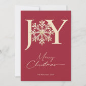 Elegante JOY Gold Snowflake Foto Weihnachten (Vorderseite)