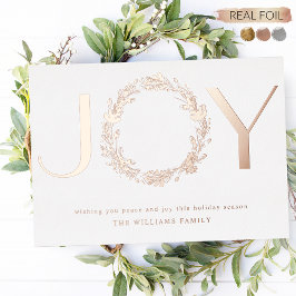 Elegante "Joy" Personalisiert Real Folien Feiertagskarte