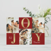 Elegante Joy Red Gold Foto Collage Weihnachten (Stehend Vorderseite)
