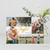 Elegante Joyful Gold Weihnachten Vier Foto Collage (Stehend Vorderseite)