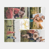 Elegante Joyful Gold Weihnachten Vier Foto Collage Fleecedecke (Vorderseite (Horizontal))
