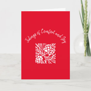 Elegante Joyful Red and White Christmas Card Feiertagskarte