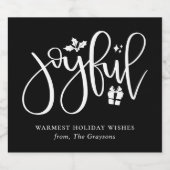 Elegante Joyful Script Black Holiday Schaumweinetikett (Einzelnes Label)