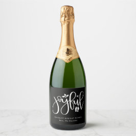 Elegante Joyful Script Black Holiday Schaumweinetikett