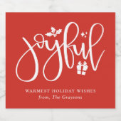 Elegante Joyful Script festlich Red Holiday Schaumweinetikett (Einzelnes Label)