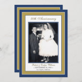 Elegante Jubiläum-Party Einladung (blau/gold) (Vorne/Hinten)