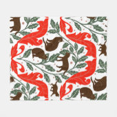 Elegante Jugendstil Blue Black Cat-Whimsical Fleecedecke (Vorderseite (Horizontal))