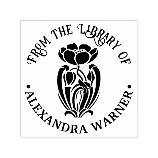 Elegante Jugendstil-Blume Rundbuch Permastempel (Design)