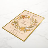 Elegante Jugendstil Blumenstrauß Save the Date Kar Folieneinladung (Gedreht)