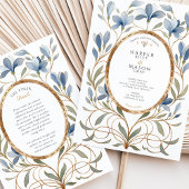 Elegante Jugendstil-Dusty Blue & Gold Wedding Einladung