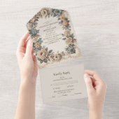 Elegante Jugendstil-Einladung zur Hochzeit All In One Einladung (Abreißen)