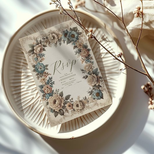 Elegante Jugendstil-Einladung zur Hochzeit RSVP Karte