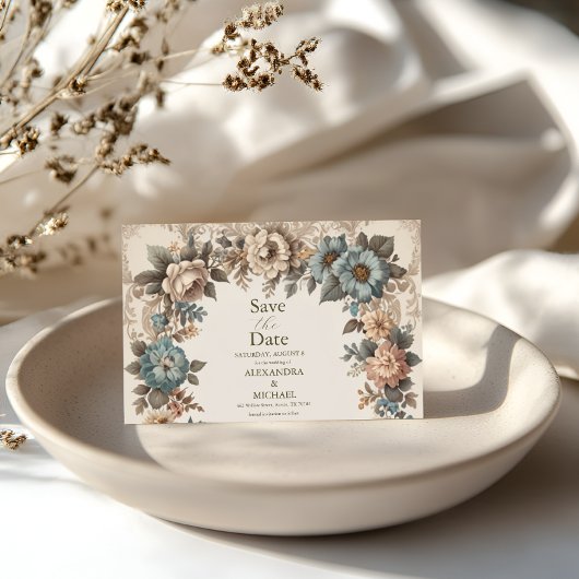 Elegante Jugendstil-Einladung zur Hochzeit Save The Date
