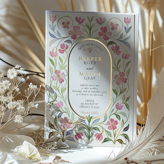 Elegante Jugendstil Floral Folieneinladung