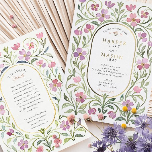 Elegante Jugendstil Floral Folieneinladung