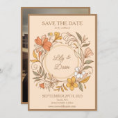 Elegante Jugendstil Floral Save the Date (Vorne/Hinten)