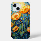 Elegante Jugendstil Golden Yellow Poppy Mosaik Case-Mate iPhone Hülle (Rückseite)