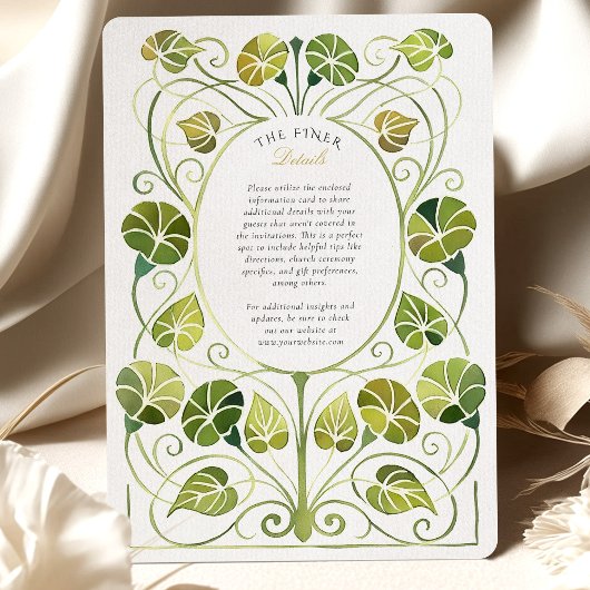 Elegante Jugendstil-Grüne Foliage Hochzeit Einladung
