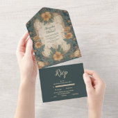 Elegante Jugendstil-Hochzeit All In One Einladung (Abreißen)