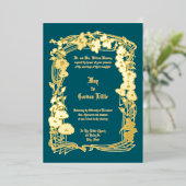 Elegante Jugendstil-Hochzeit an der Grenze Folieneinladung (Stehend vorne)