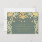Elegante Jugendstil-Hochzeit Dankeskarte (Vorderseite)