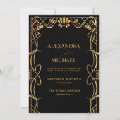 Elegante Jugendstil-Hochzeit Einladung (Vorderseite)