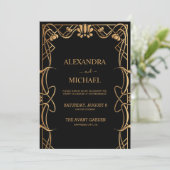 Elegante Jugendstil-Hochzeit Einladung (Stehend Vorderseite)