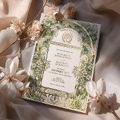 Elegante Jugendstil-Hochzeit Einladung Goldene Fri