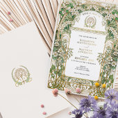 Elegante Jugendstil-Hochzeit Einladung Goldene Fri