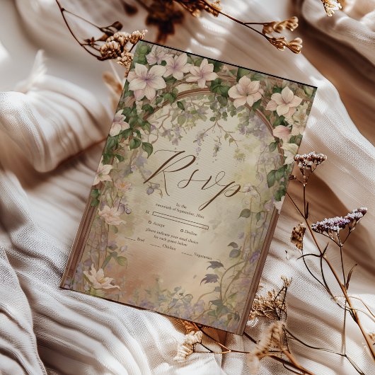 Elegante Jugendstil-Hochzeit RSVP Karte