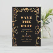 Elegante Jugendstil-Hochzeit Save The Date (Stehend Vorderseite)