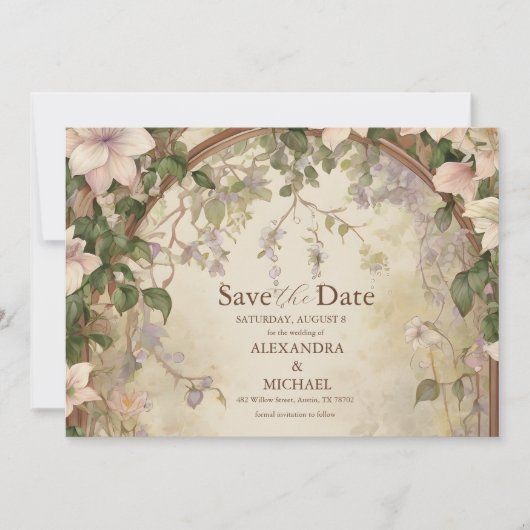 Elegante Jugendstil-Hochzeit Save The Date (Vorderseite)