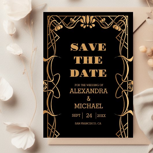 Elegante Jugendstil-Hochzeit Save The Date