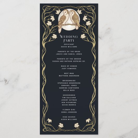 Elegante Jugendstil-Hochzeiten Programm (Rückseite)