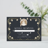 Elegante Jugendstil-Hochzeiten RSVP Karte (Stehend Vorderseite)