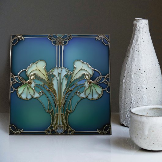 Elegante Jugendstil Iris Keramik Fliese