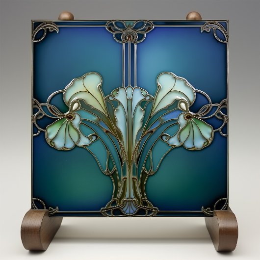 Elegante Jugendstil Iris Keramik Fliese
