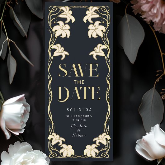 Elegante Jugendstil Lily Save the Date Einladung