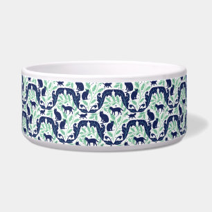 Elegante Jugendstil Mint Blue Black Cat-Whimsical Napf