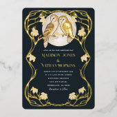 Elegante Jugendstil-Öwen Hochzeit Einladung (Vorderseite)