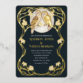 Elegante Jugendstil-Öwen Hochzeit Einladung